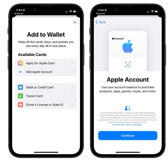 甘孜苹果手机维修分享iOS 15.5钱包App如何添加 Apple 账户 